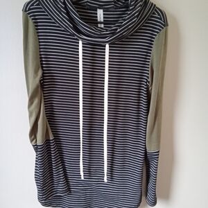 Striped Black and Olive Women's Sweater
